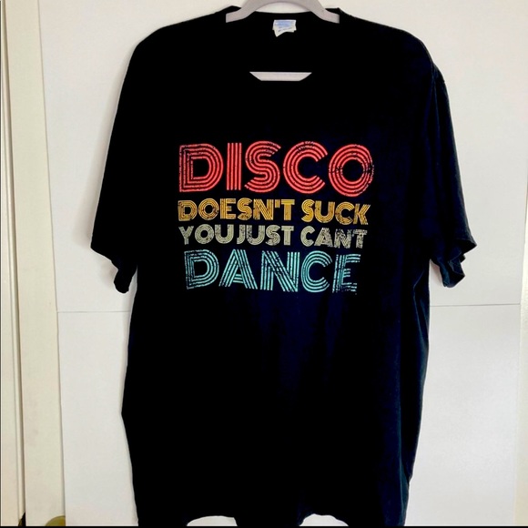 Disco Doesn't Suck Dance Retro 70s Style Shirt Black Graphic Mens 3XL - Picture 1 of 4